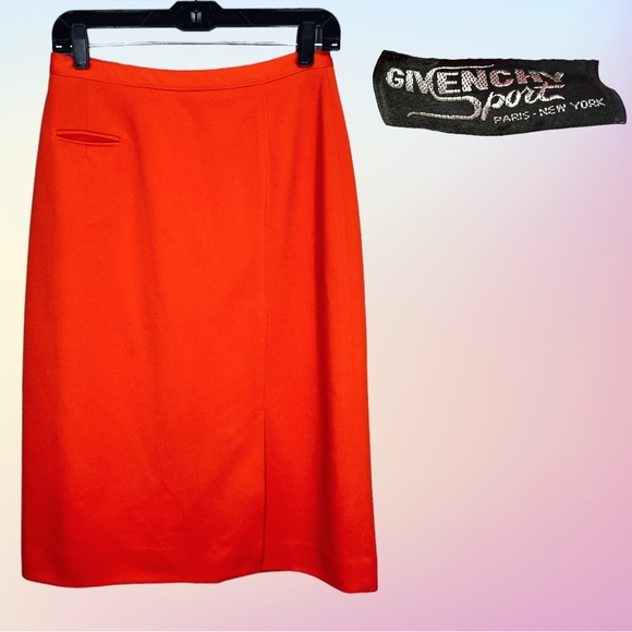VTG 70's/80's Givenchy Sport Orange Skirt Vintage Size 12 - Picture 1 of 13